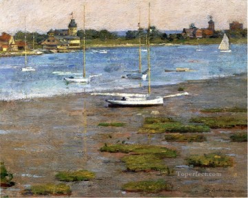 Paisajes Painting - El barco impresionista Anchorage Cos Cob Theodore Robinson Paisaje